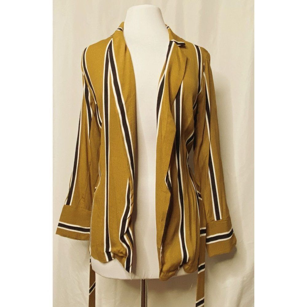 Olivaceous Size Small Wide Stripe Rayon Belted Jacket New with Tags
